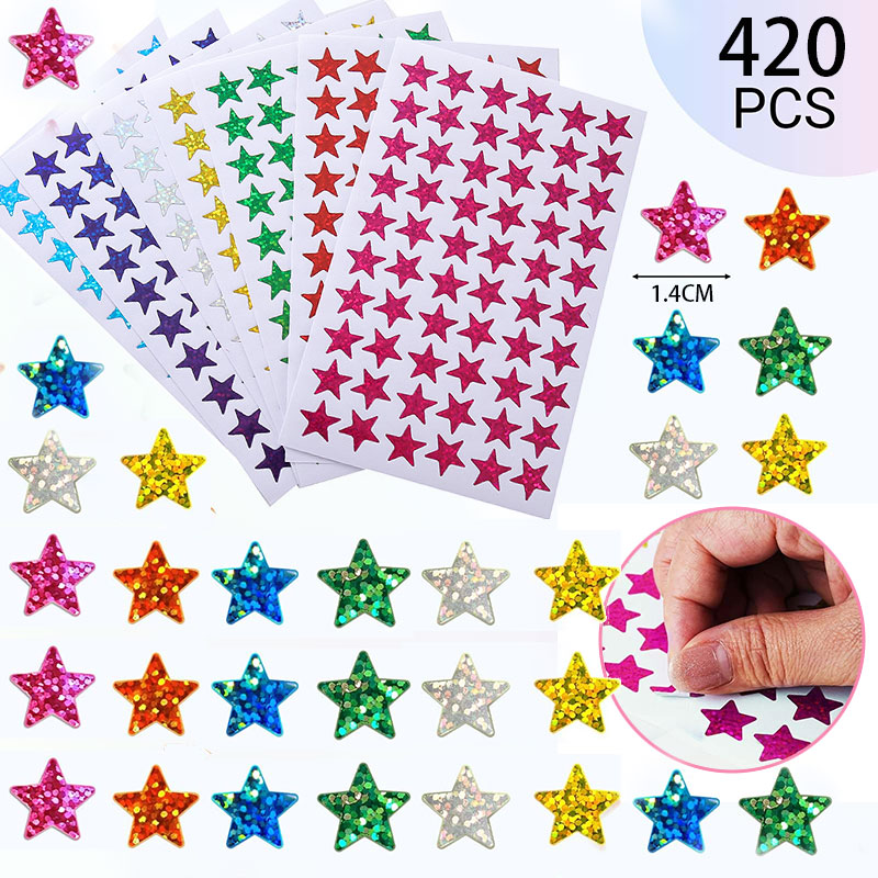 Glitter Vinyl Roll - 420 Buah Stiker Bintang Stiker Glitter