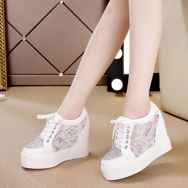 Crystal Mesh Fabric - Sepatu kets modis untuk wanita, sepatu