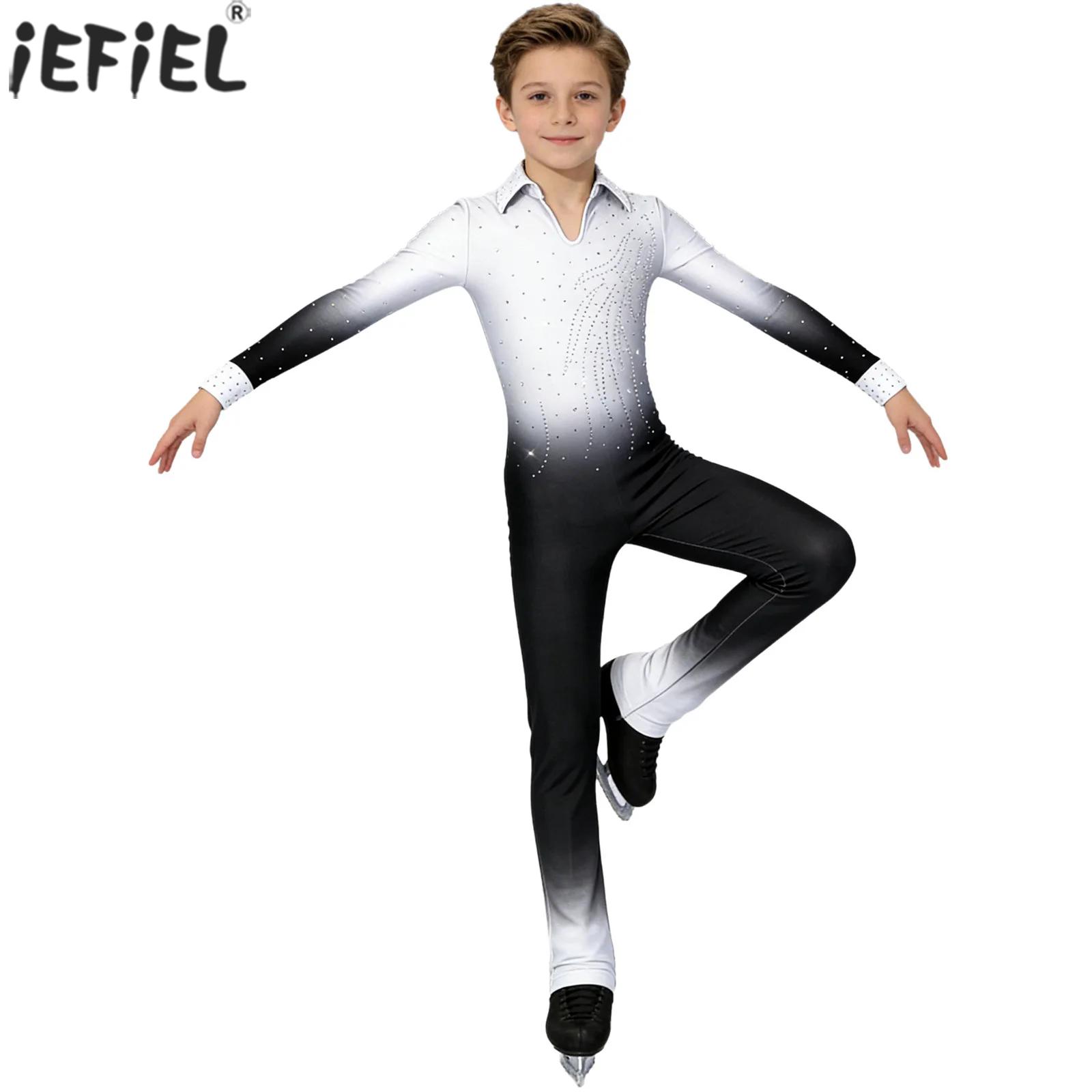 Rhinestone Banding Trim - Jumpsuit Tari Figure Skating Anak Laki-laki,