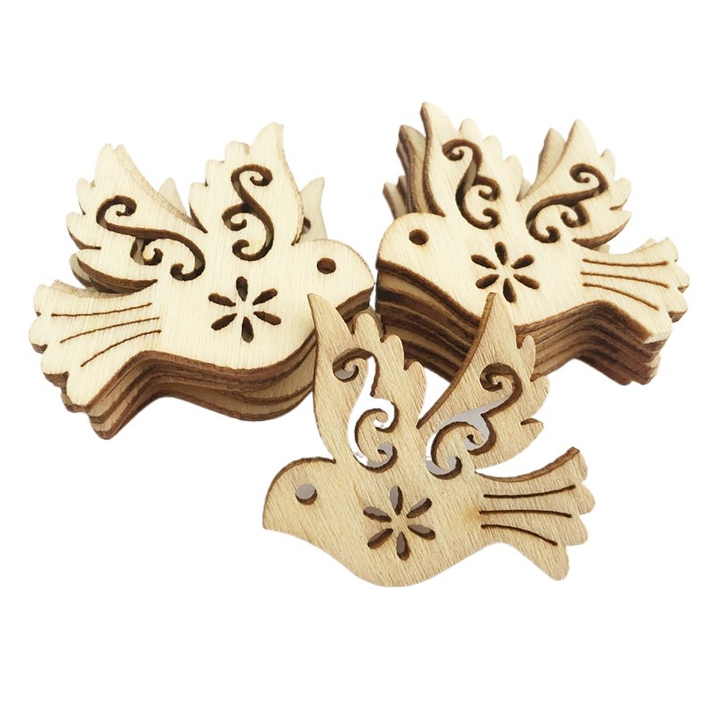 Craft Embellishment - 50 buah potongan kayu berbentuk burung