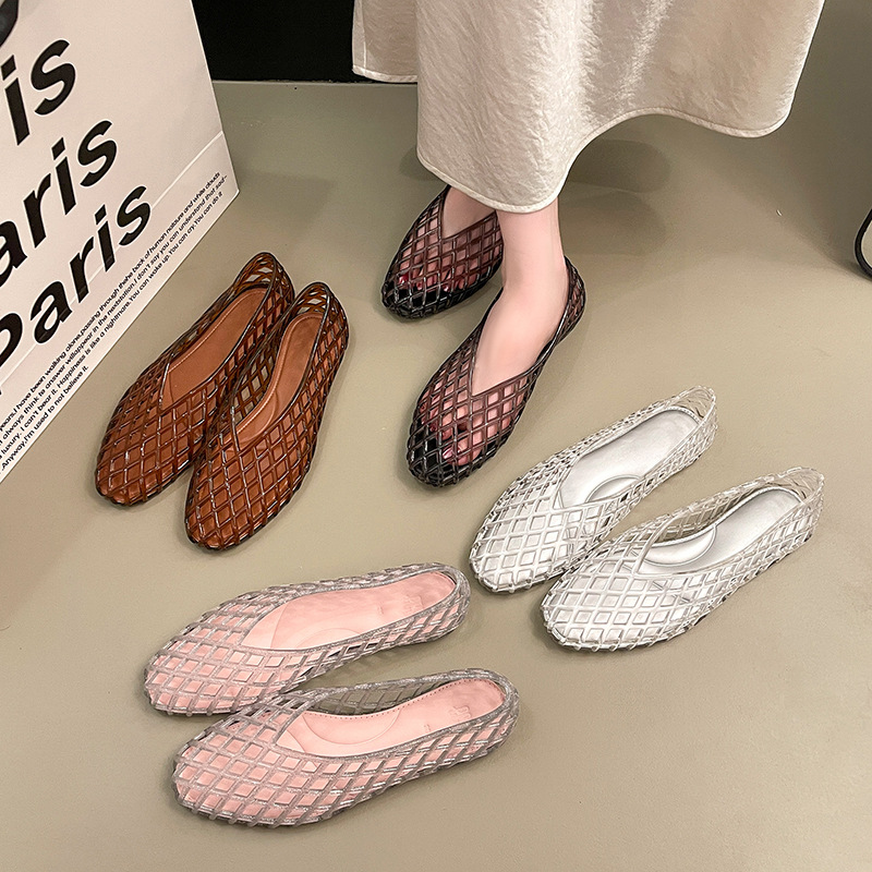 Sandal Jelly Datar Musim Panas - Crystal Mesh Fabric ulasan dan harga