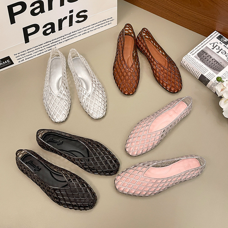 Sandal Jelly Datar Musim Panas - Crystal Mesh Fabric ulasan dan harga