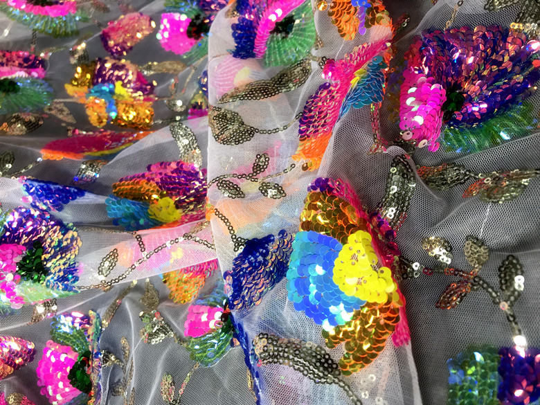 Payet Kristal Warna-warni Bung - Crystal Mesh Fabric ulasan dan harga