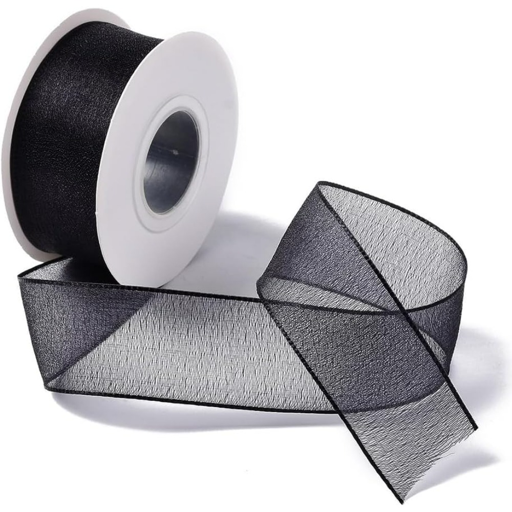 1 Inci Pita Organza Hitam Pita - Organza Ribbon Spool ulasan dan harga