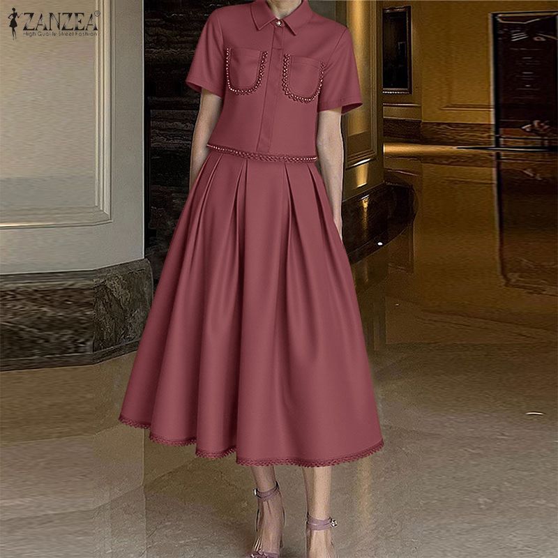 ZANZEA Set Rok 2 Potong dengan - Elastic Lace Trim ulasan dan harga