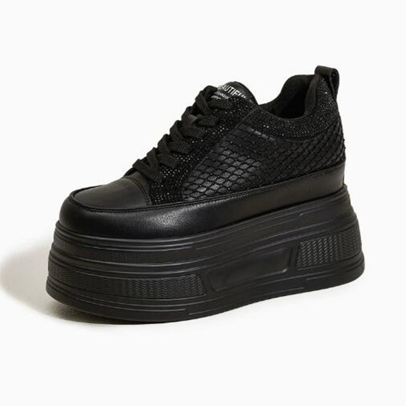 Sepatu Sneaker Kasual Platform - Crystal Mesh Fabric ulasan dan harga
