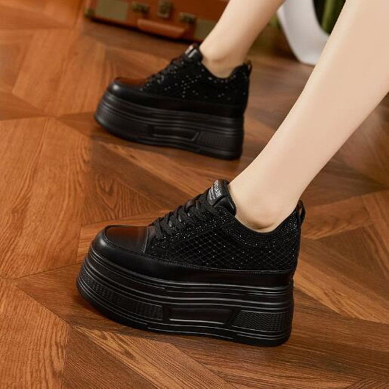 Sepatu Sneaker Kasual Platform - Crystal Mesh Fabric ulasan dan harga