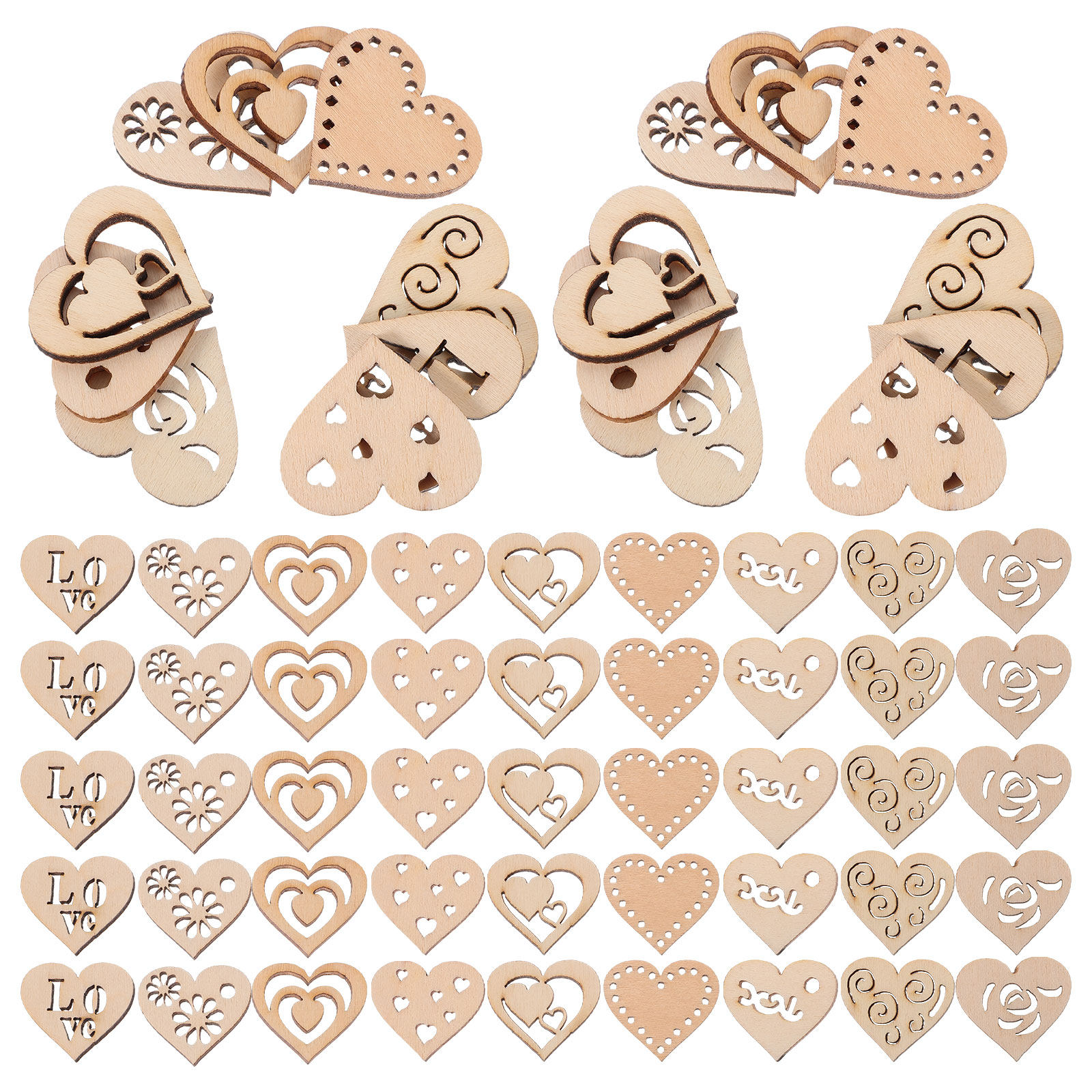 1Set Hiasan Kayu Bentuk Hati u - Christmas Craft Embellishment ulasan dan harga