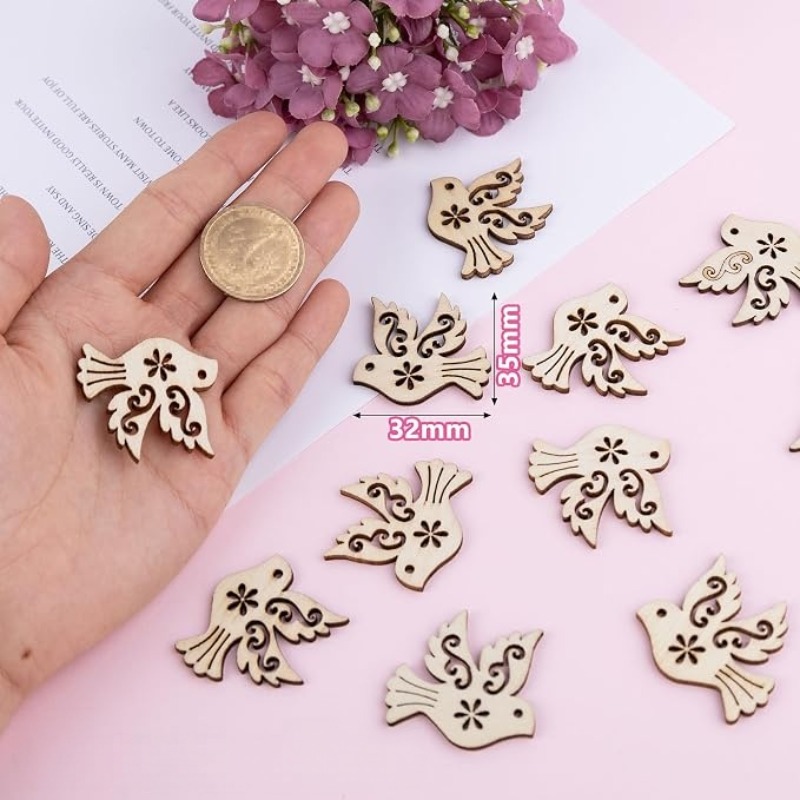 50 buah potongan kayu berbentu - Craft Embellishment ulasan dan harga