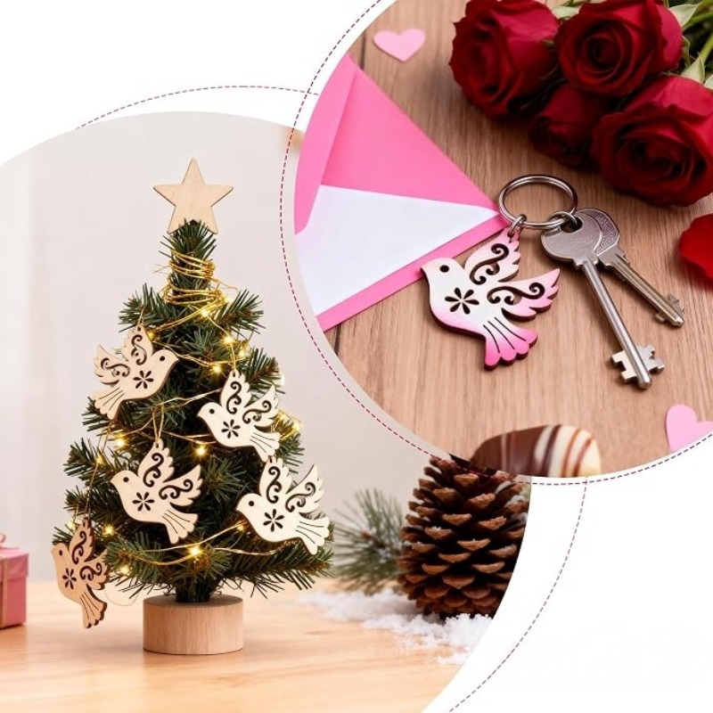 50 buah potongan kayu berbentu - Craft Embellishment ulasan dan harga