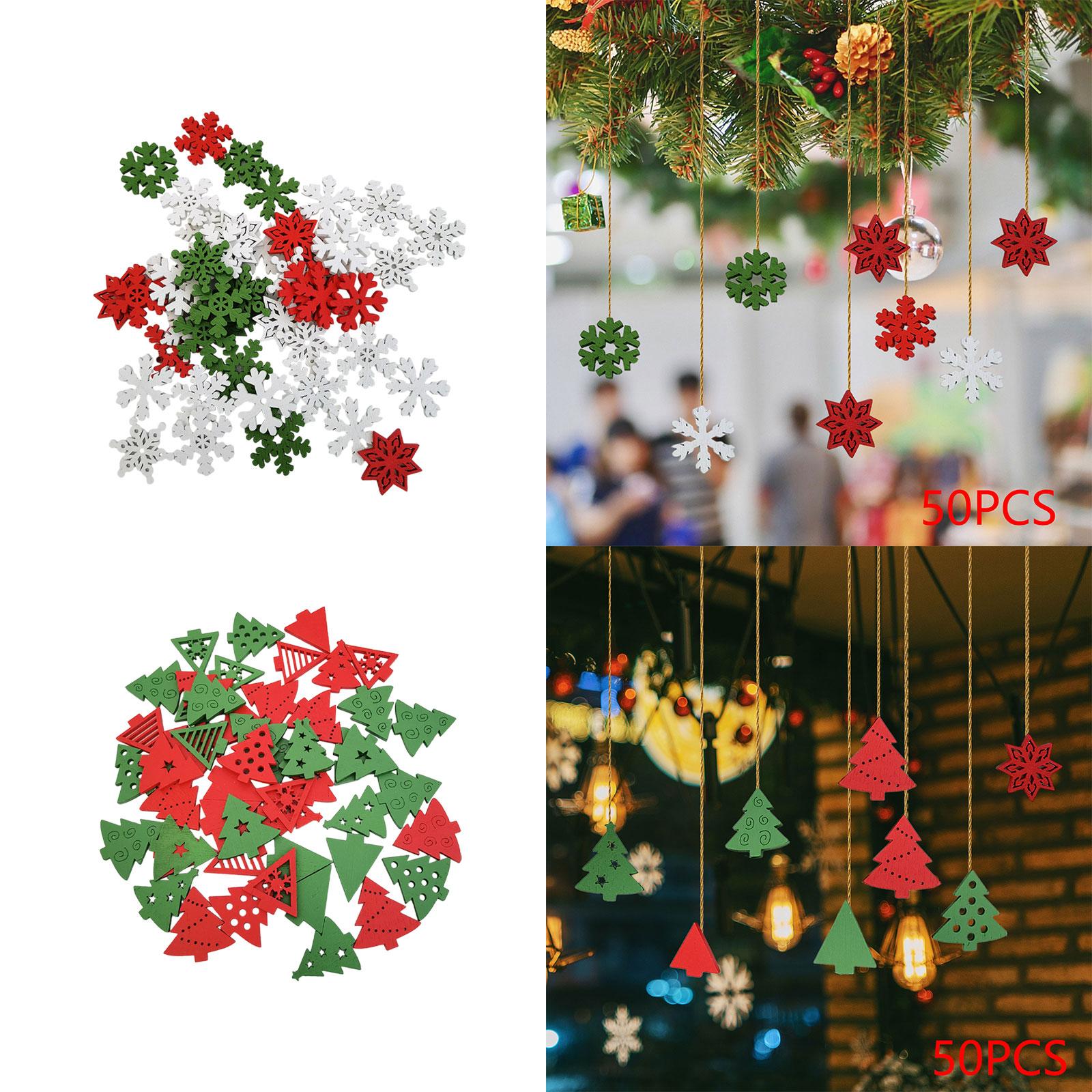 50 Buah Hiasan Natal Kayu Deko - Christmas Craft Embellishment ulasan dan harga