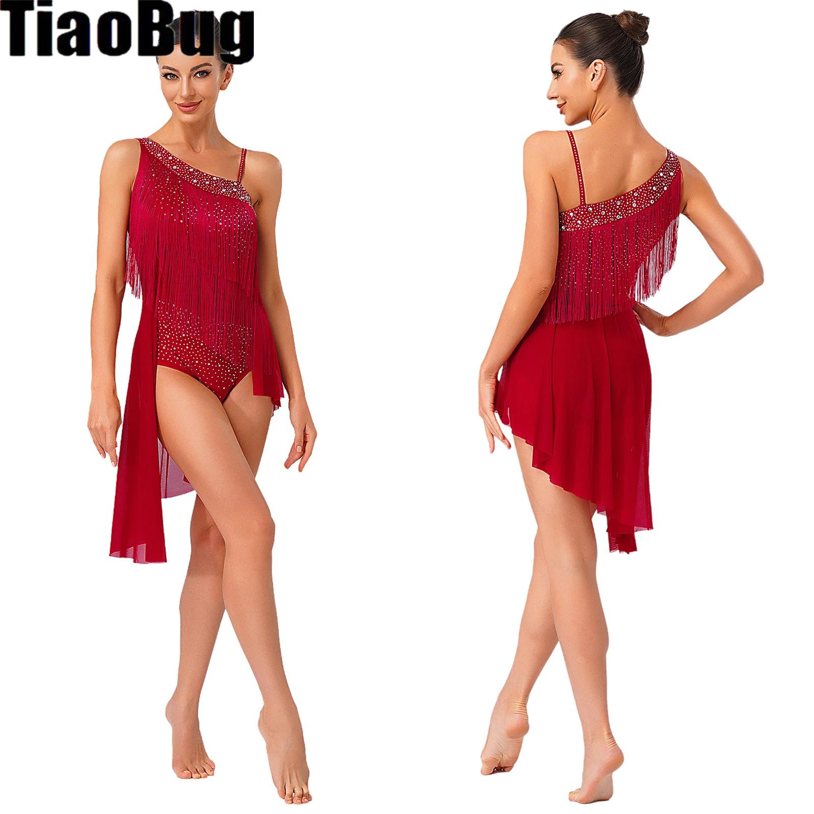 Gaun Leotard Tari Latin Rumbai - Rhinestone Banding Trim ulasan dan harga