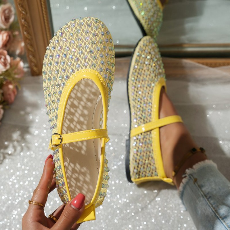 Sepatu Flat Wanita Model Mary  - Crystal Mesh Fabric ulasan dan harga