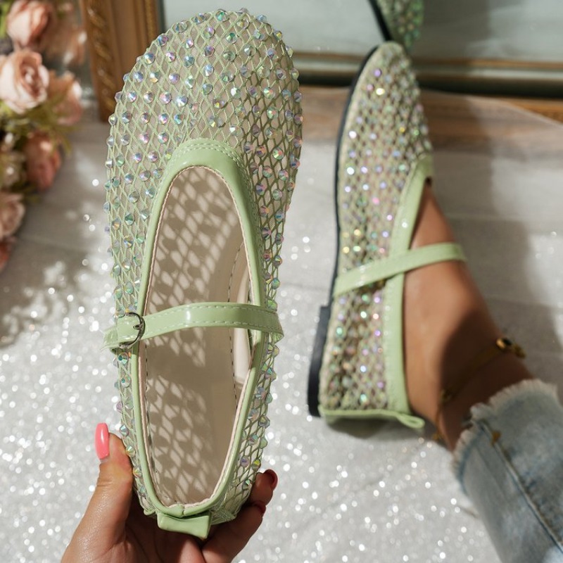 Sepatu Flat Wanita Model Mary  - Crystal Mesh Fabric ulasan dan harga
